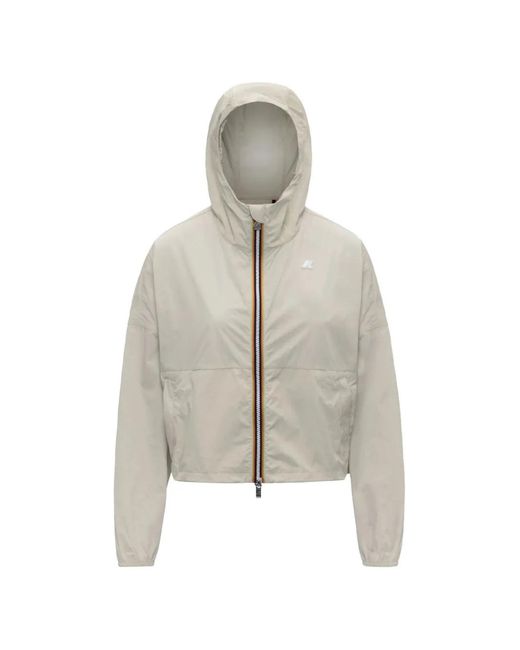 K-Way White Zip-Up Cropped Jacket