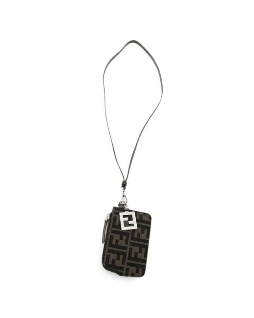 Fendi White Ff Motif Lanyard Cardholder for men