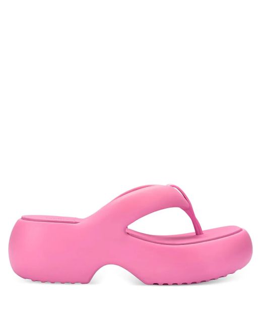 Melissa Pink Free Fuzzy Platform Thong Flip-Flops