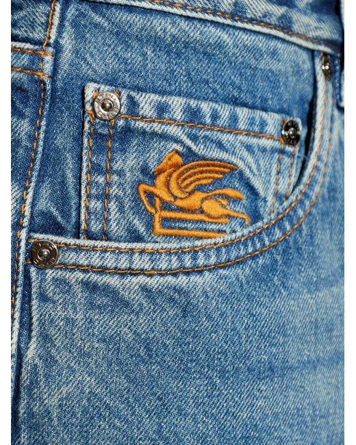 Etro Blue Logo-Appliqué Jeans for men