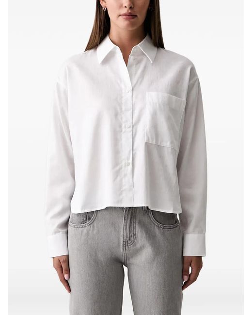 ARMANI EXCHANGE White Logo-Jacquard Chest-Pocket Shirt