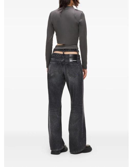 Karl Lagerfeld Black Cutout Waist Relaxed Jeans