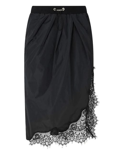 Pinko Black Lace-Trim Gathered Skirt