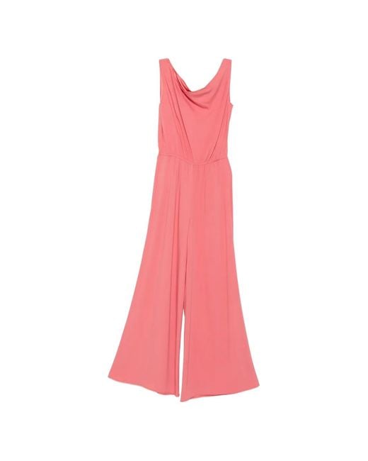 Carla G Pink One-Shoulder Wide-Leg Jumpsuit