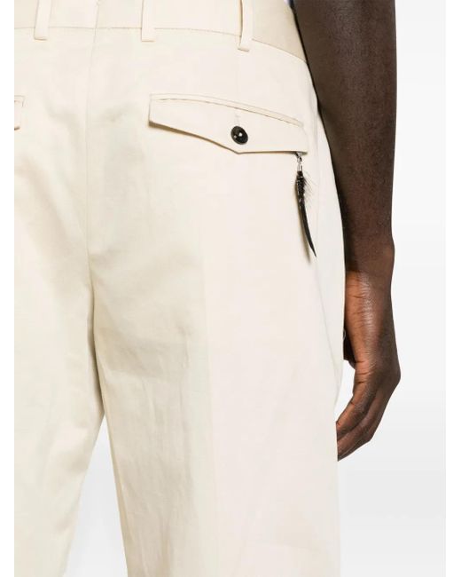PT Torino Natural Feather-Detail Poplin Trousers for men