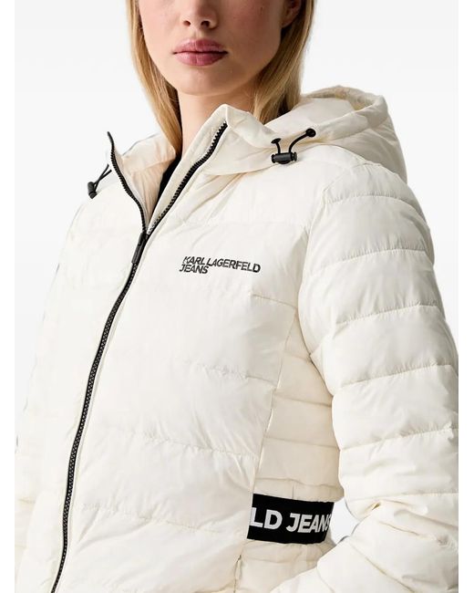 Karl Lagerfeld Natural Quilted Hooded Jacket