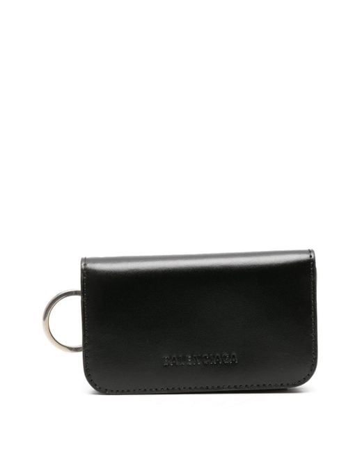 Balenciaga Black Logo-debossed Leather Key Holder
