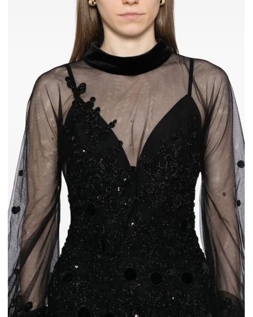Saiid Kobeisy Black Kleid Mit Stickerei