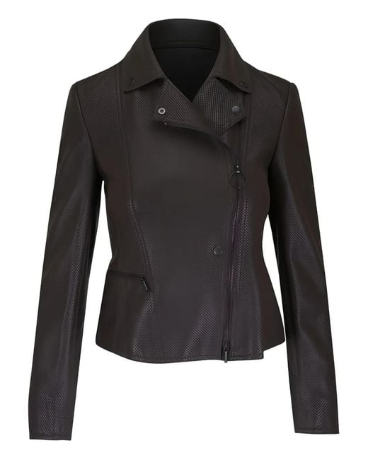 Akris Punto Black Zip-Up Leather Jacket