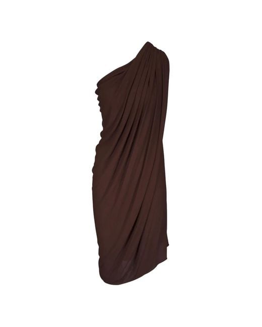 Michael Kors Brown Draped One-Shoulder Dress