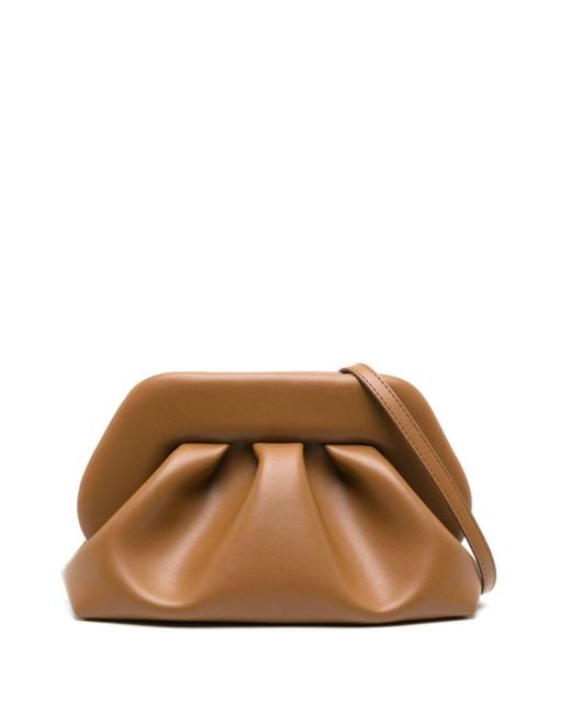 THEMOIRÈ Brown Tia Ruched-detail Shoulder Bag
