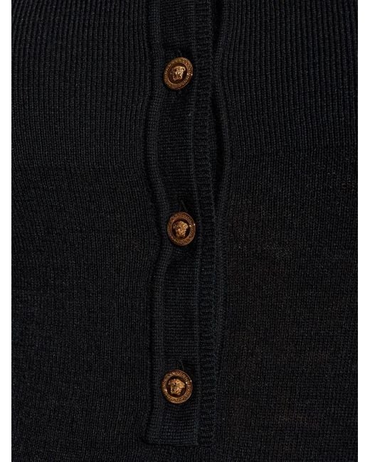 Versace Blue Button-Embellished Wool Sweater