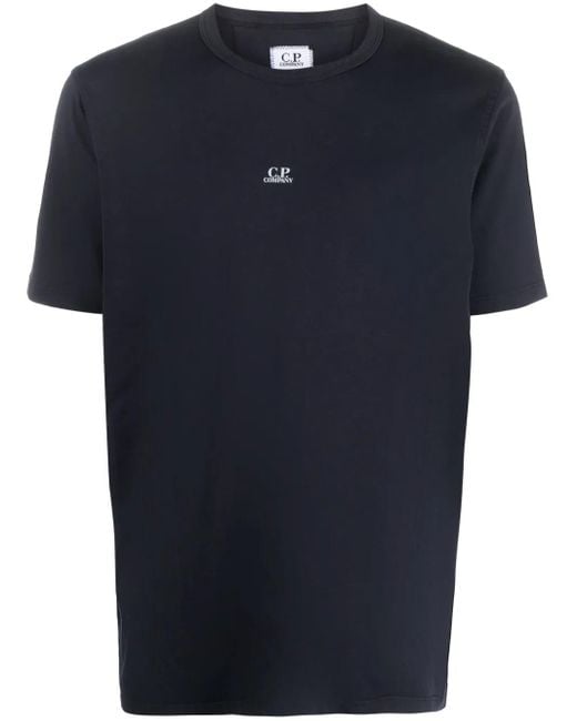 C P Company Blue Logo-Print Cotton T-Shirt for men