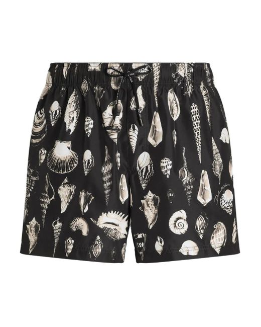 Dolce & Gabbana Badeshorts Mit Muschel-Print in Black für Herren