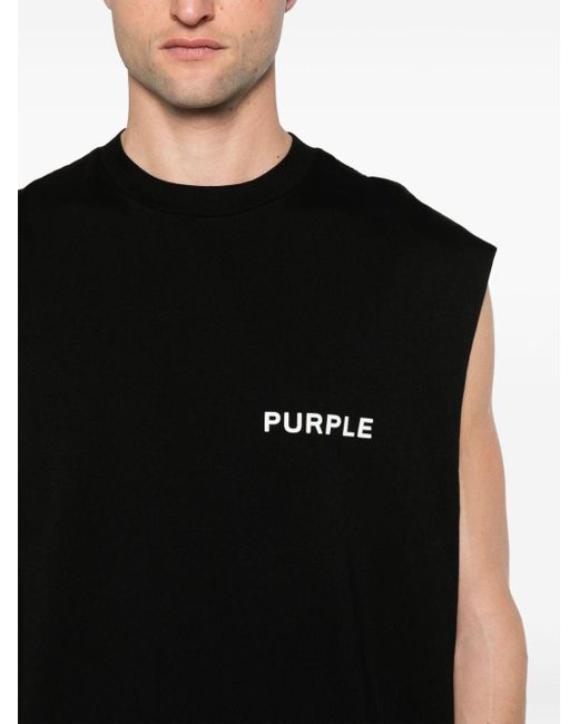 T-shirt smanicata con stampa di Purple Brand in Black da Uomo