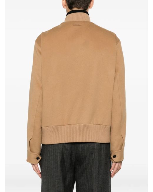 Lardini Natural Button-Up Ribbed-Trim Jacket for men