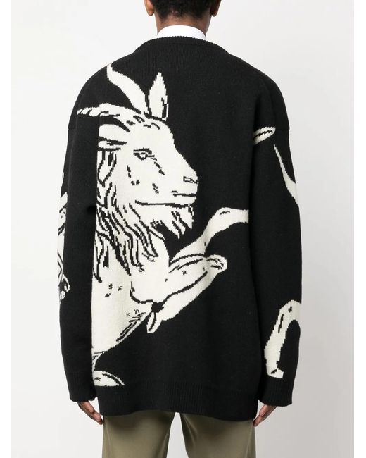 Jil Sander Black Intarsia-Knit Jumper for men