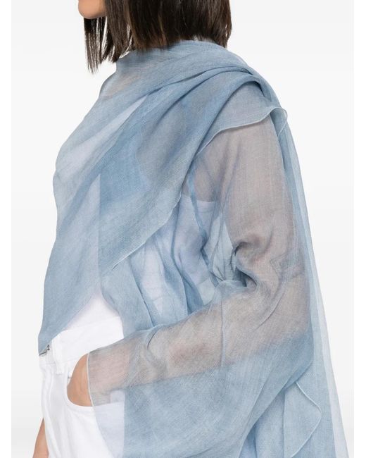 Ermanno Scervino Blue Cape En Velours À Ourlet Asymétrique
