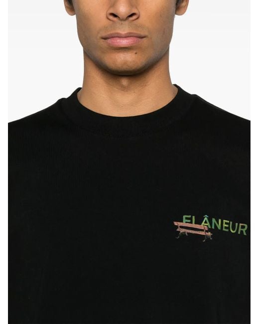 flâneur Black Lanterns Of Love-Print T-Shirt for men