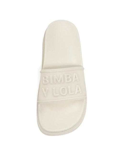 Bimba Y Lola White Platform Flip-Flop Slides