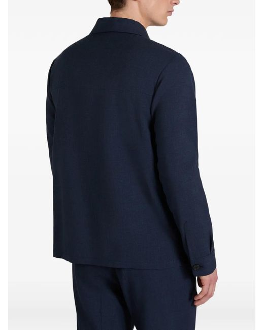 Slowear Blue Flap-Pocket Overshirt for men