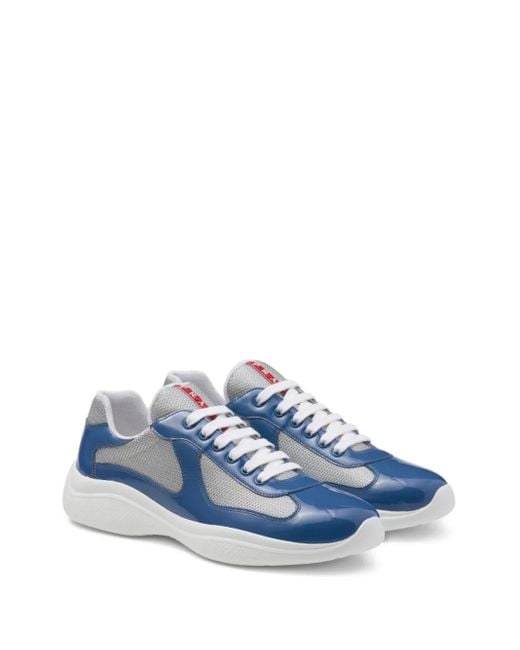 Prada Blue America's Cup Mesh-Panel Running Sneakers for men