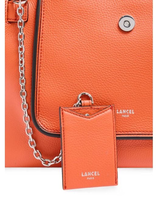 Lancel Orange Medium Thea Grained Handbag