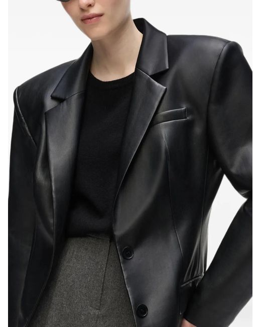 Karl Lagerfeld Black Blazer En Cuir Artificiel