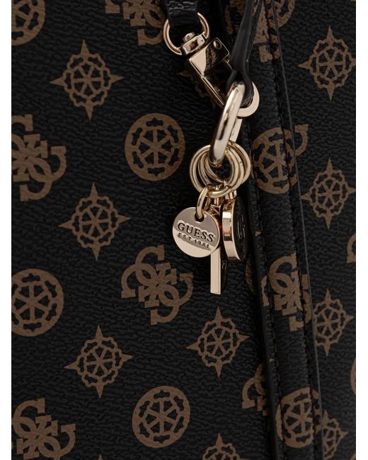 Guess Black Monogram Charm Tote Bag