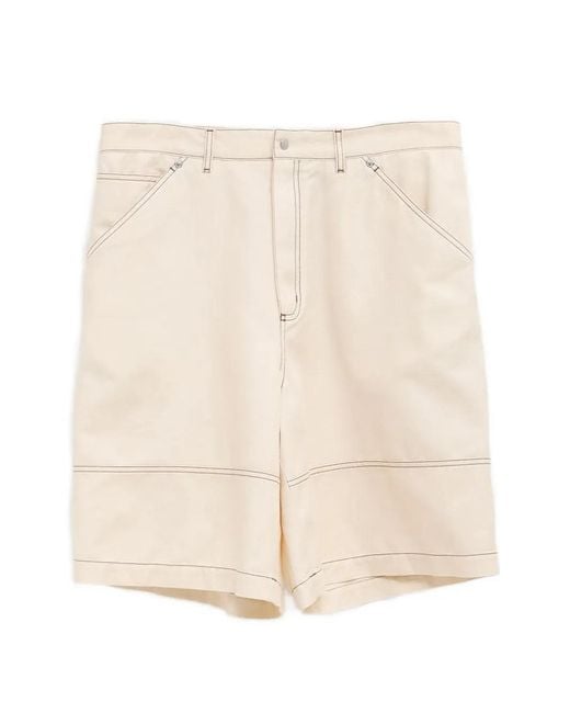 Moncler Natural Contrast-stitch Shorts for men