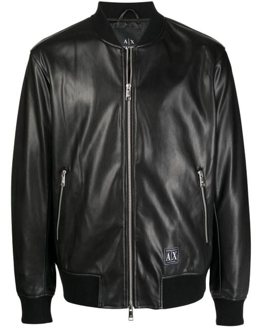 Armani Exchange Blouson Leather-effect Jacket in Black for Men - Lyst
