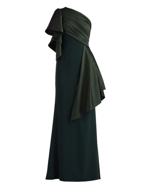 Tadashi Shoji Black Ruffled One-Shoulder Maxi Dress
