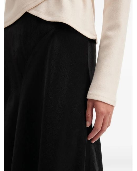 B+ AB Black Textured A-Line Midi Skirt
