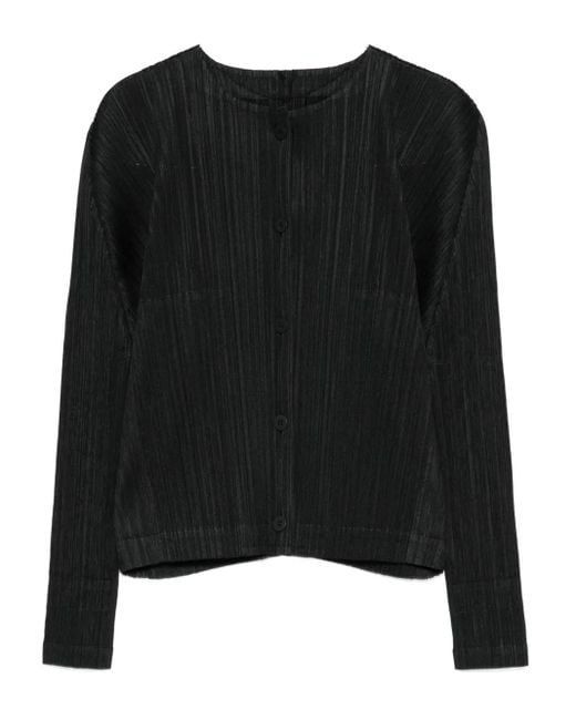 Pleats Please Issey Miyake Black Geknöpfte Jacke Mit Falten