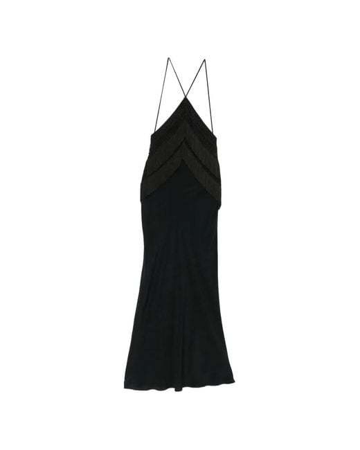 ANDAMANE Black Robe Frangée Reina À Dos Nu