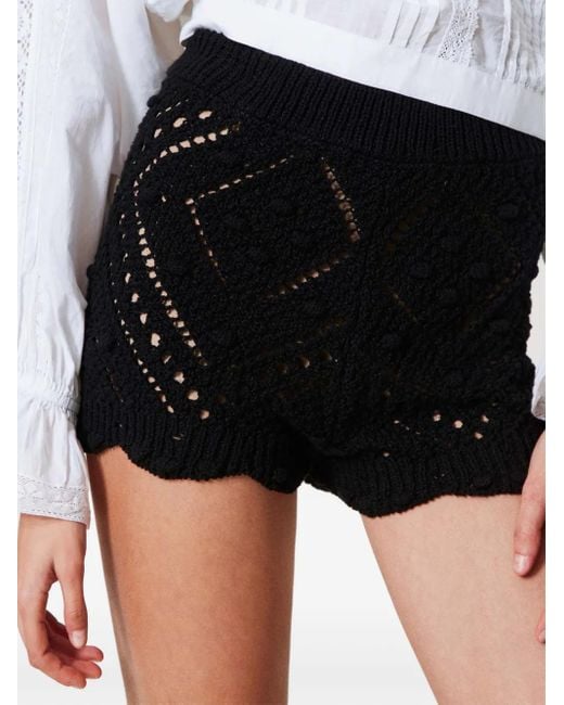 Twinset Black Openwork Shorts