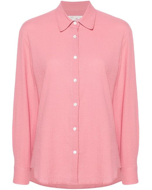 Mc2 Saint Barth Pink Seersucker Cotton Shirt