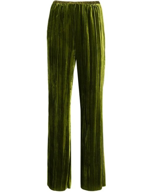 Forte Forte Green Elasticated-Waist Flared Velvet Trousers