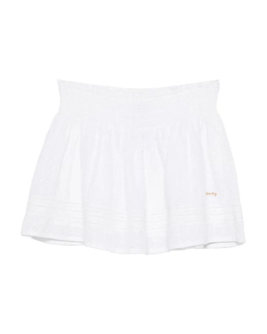 Superdry White Cotton Smocked Skirt