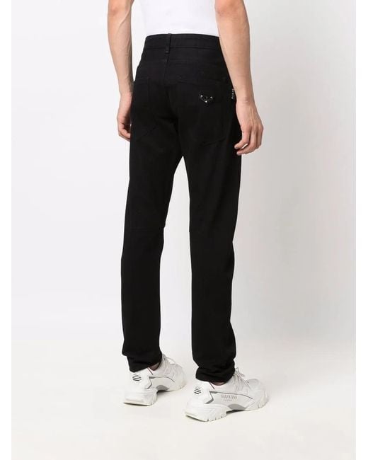Philipp Plein Black Milano-Cut Straight-Leg Jeans for men