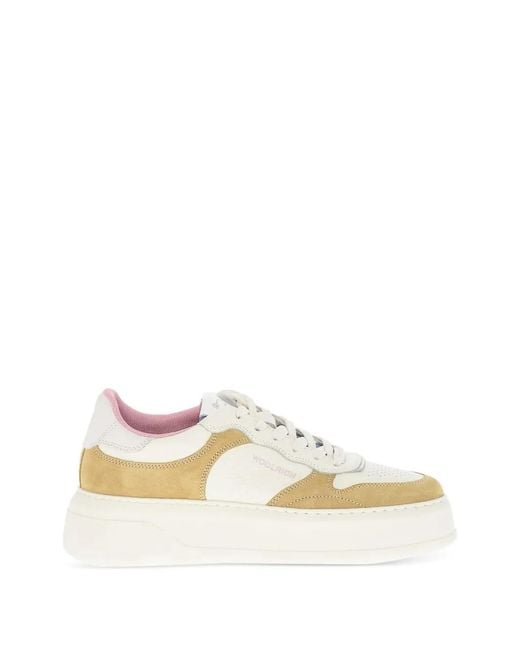 Woolrich White Hammered-Leather Suede Sneakers