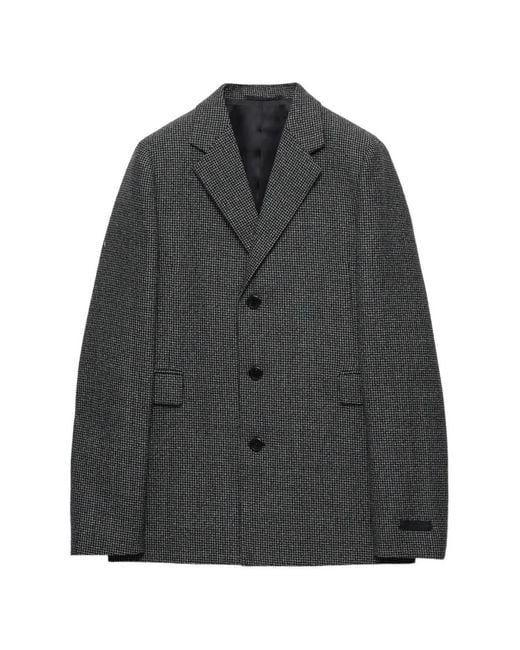 Prada Gray Veste En Laine À Simple Boutonnage for men