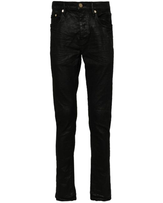 Jeans skinny P001 con effetto cerato di Purple Brand in Black da Uomo