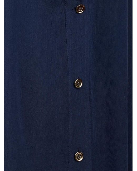 Alberta Ferretti Blue Tie-Neck Top