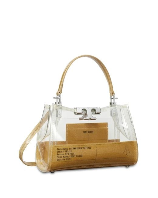 Bolso satchel Eleanor Clear mini Tory Burch de color Metallic