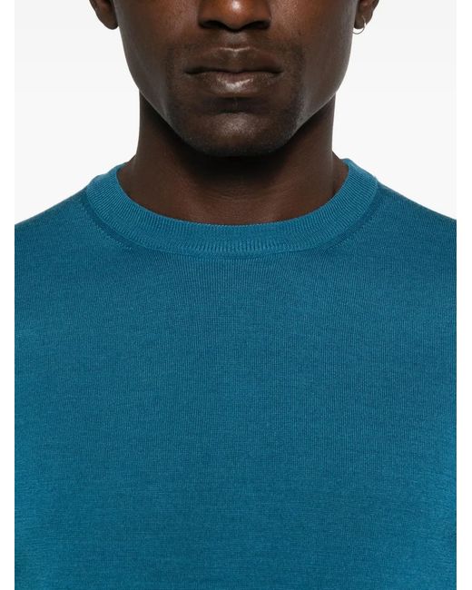 Canali Blue Crew-Neck Wool Sweater for men