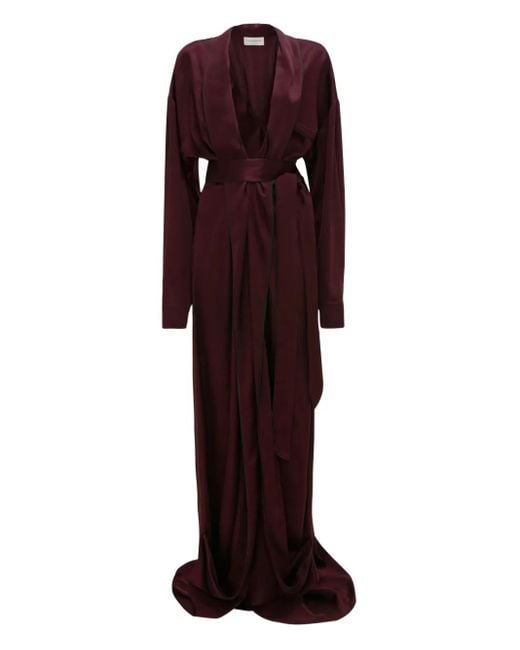 Victoria Beckham Purple Wrap-Design Gown