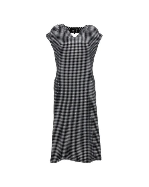 Irie Gray Plaid-Pattern Midi Dress