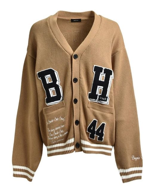 BREATH Brown Appliqué V-Neck Cardigan for men