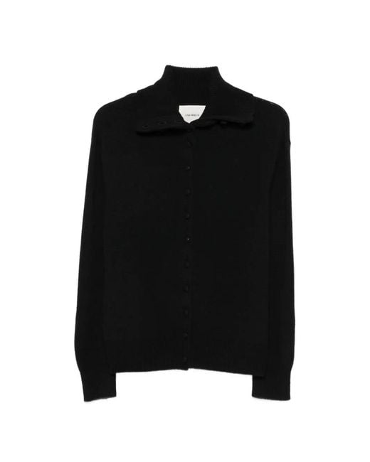 Lisa Yang Black Denie Button-Up Sailor-Collar Cardigan